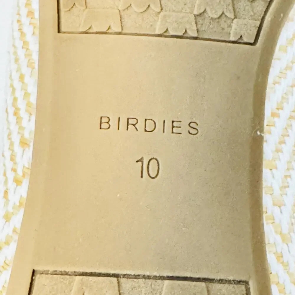 Birdies Shoes Womens 10 Beige Woven Chevron Loafer Flats Slip On Comfort Casual